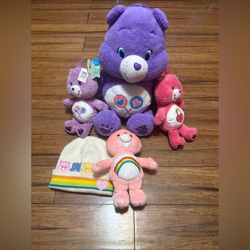 Care Bear Plush Lot Of 4 2002 2004 2015 Plus Freebie Beanie - Picture 2 of 12